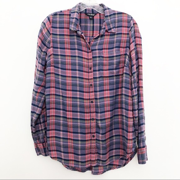Lucky Brand Plaid Button Down Shirt Top Pink & Purple Size Small - Picture 1 of 8
